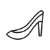 Black outline icon of a high-heeled shoe on a light background.