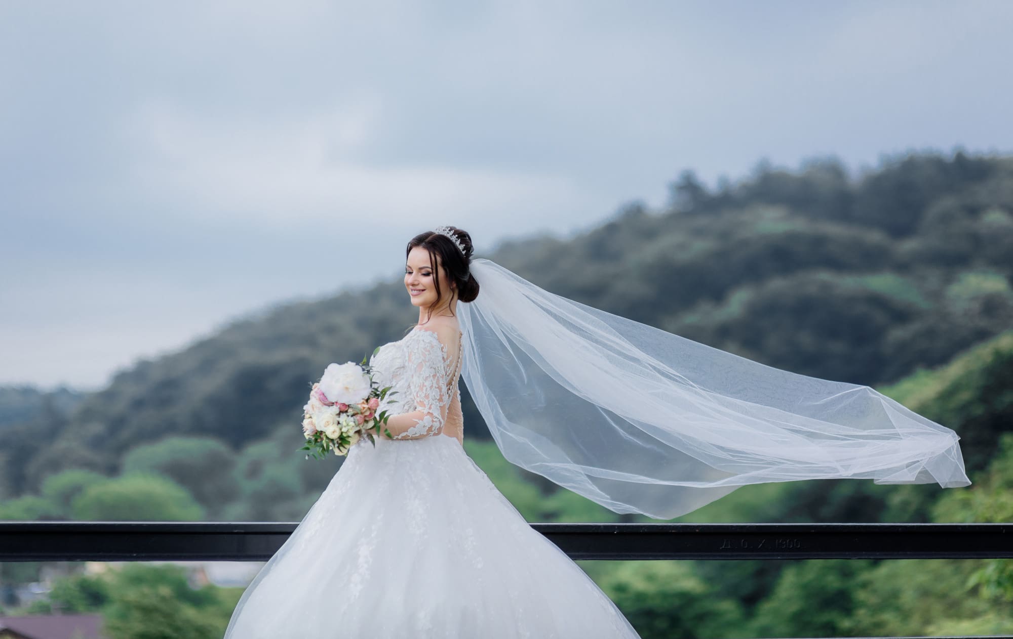 A woman in a wedding dress.